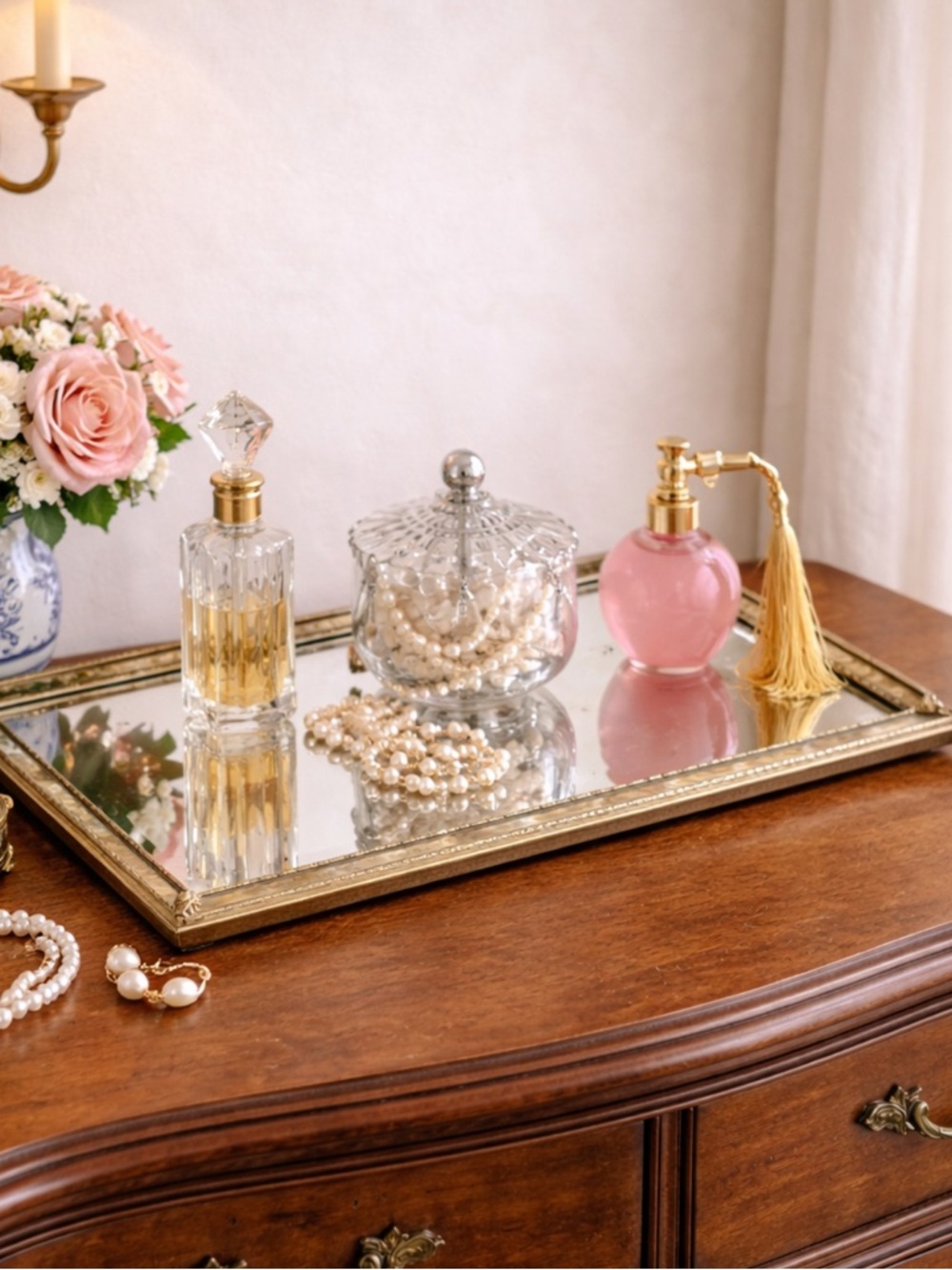 Vintage Vanity Tray Mirror Easel-Back Mirror